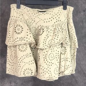 Express Eyelet Ruffle Mini Skirt / Light Sage Green / Size 8